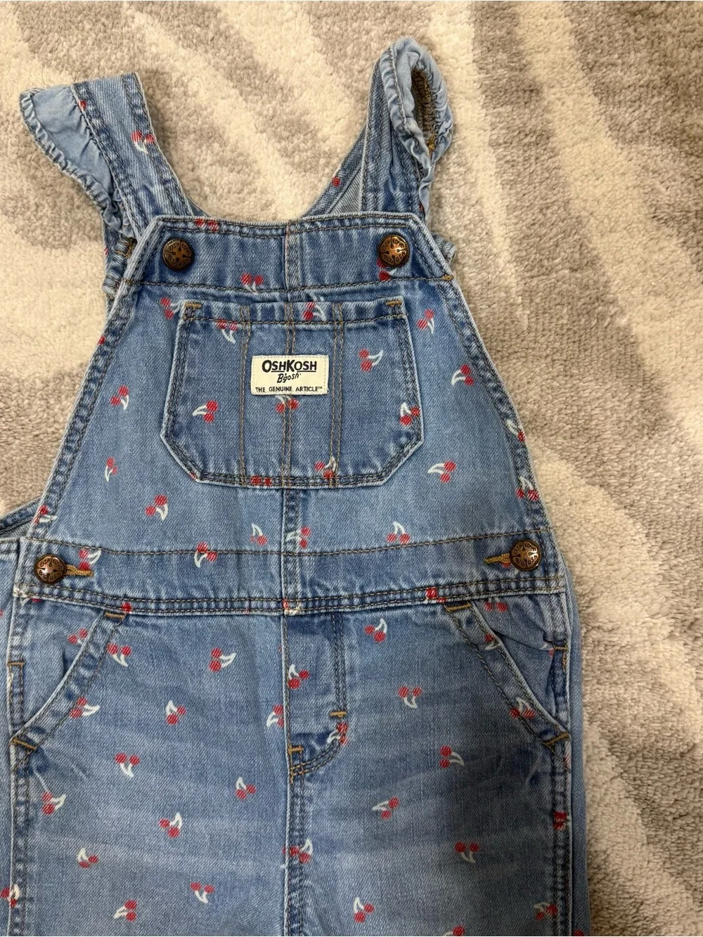 Osh Kosh B’Gosh Girls 24 months Shortall Denim Cherry Romper.